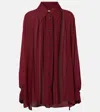 Khaite Ceelo Sheer Silk Blouse In Burgundy