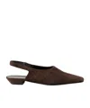 Khaite Cecilia Suede Slingback Flats In Brown