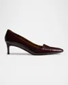 Khaite Celia Patent Leather Pumps In Brown