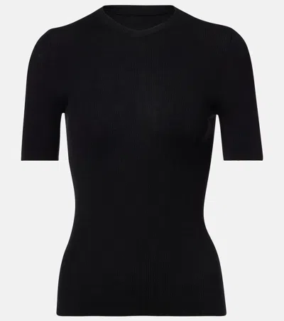 Khaite Celina Ribbed-knit Wool-blend Top In Black