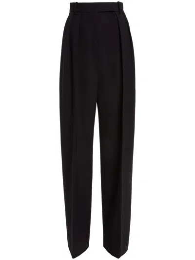 Khaite Cessie Pleated High-waisted Trousers In Black