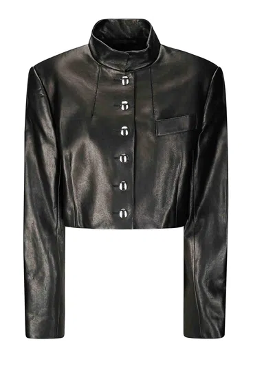 Khaite Slightly Wide -sized Cropped Leather Jacket