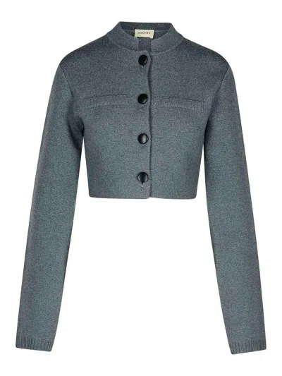 Khaite Ello Cropped Wool-blend Jacket In Grey