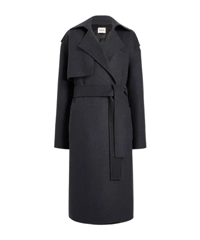 Khaite Charcoal Grey Manston Coat In Black