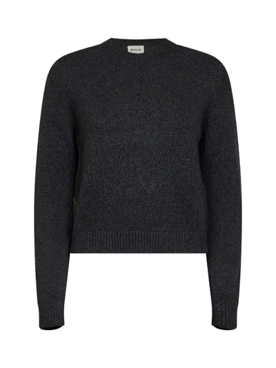 Khaite Charcoal Jersey-stitch Cashmere Leta Sweater In Black