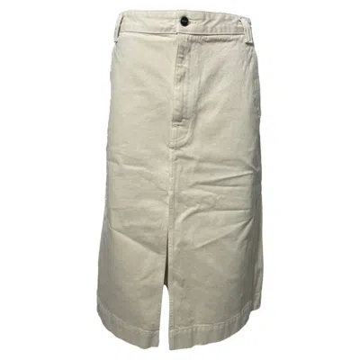 Khaite Charlene Denim Midi Skirt In Cream Cotton In White
