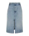 Khaite Charlene Denim Midi Skirt In Gray