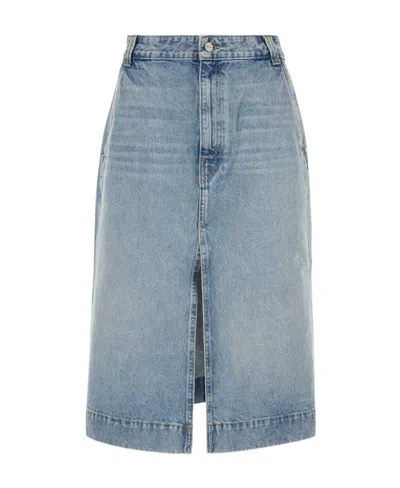 KHAITE KHAITE CHARLENE SLIT DETAILED DENIM SKIRT
