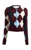 Khaite Charli Argyle Cashmere-blend Cardigan In Burgundy