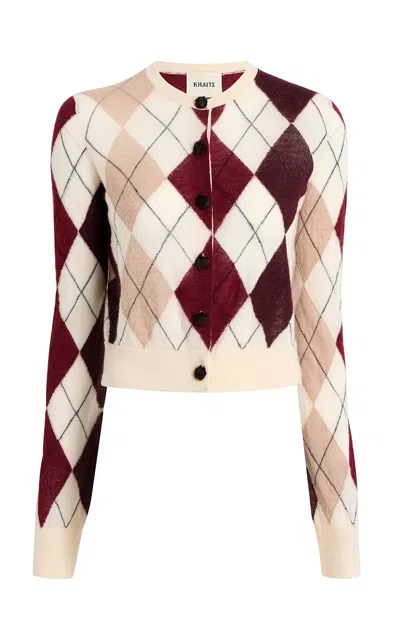 Khaite Charli Argyle Cashmere-blend Cardigan In Ivory