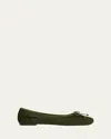 Khaite Charlotte Pony Hair Ballerina Flats In Green