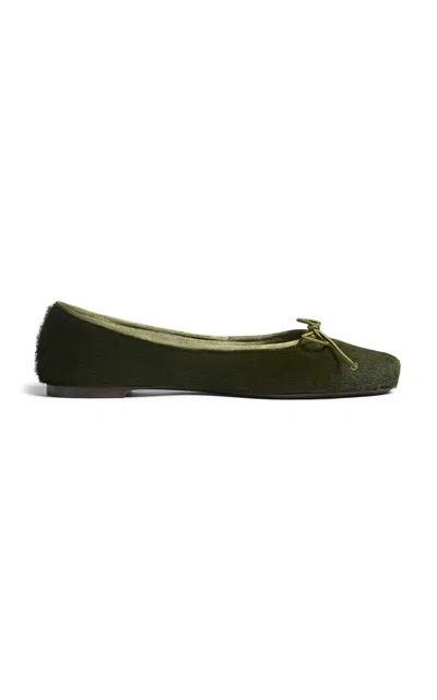 Khaite Charlotte Pony Hair Ballet Flats In Green