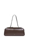 Khaite Simona Crackle Patent Elongated Tote Bag In Brown