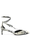 Khaite Python-print Ankle Strap Pumps With 4.5 Cm Heel In Gray