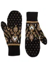 Khaite Christel Fair Isle Cashmere Mittens In Black