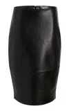 Khaite Ciena Mid-rise Leather Knee-length Skirt In Black