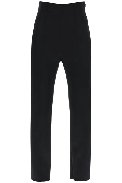 Khaite Lenn Slim-leg Satin Trousers In Black