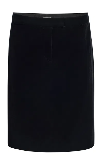 Khaite Cindy Velvet Pencil Skirt In Black