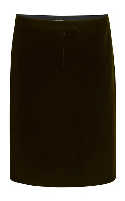 Khaite Cindy Velvet Pencil Skirt In Green