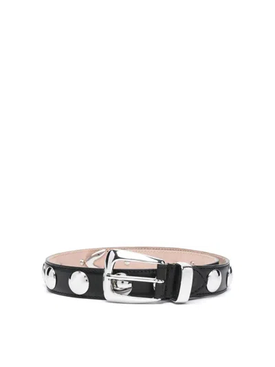 Khaite Benny Studded Leather Belt In Negro