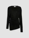 Khaite Ciro Long-sleeve Minidress In Nero