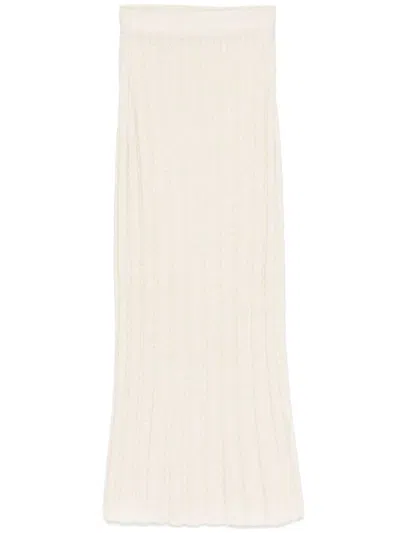 Khaite Claire Midi Skirt In Nude