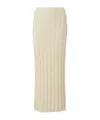 Khaite Claire Ribbed Brushed Silk And Cashmere-blend Midi Skirt In Neutral