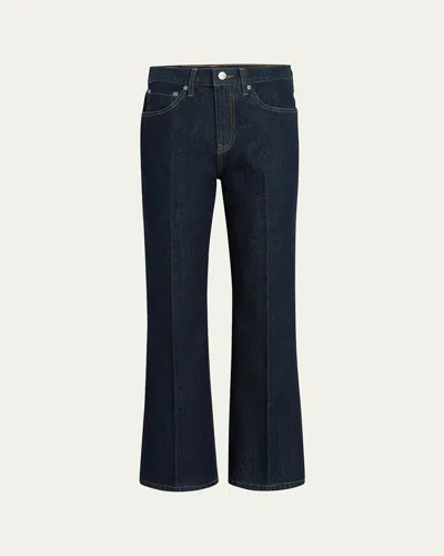 Khaite Clara Mid-rise Kickflare Ankle Jeans In Blue