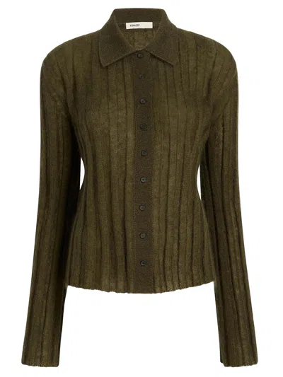 Khaite Classic Collar Ribbed Knit Sweater In Verde