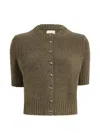 Khaite Womens Artichoke Nora Short-sleeve Knitted Cashmere Cardigan In Verde