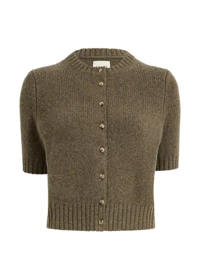 Khaite Classic Short Sleeve Cashmere Sweater Size S In Verde