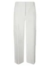 Khaite Classic Viscose Trousers With Hook And Zip Closure In White