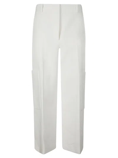 Khaite Classic Viscose Trousers With Hook And Zip Closure In Natural
