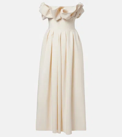 Khaite Claude Draped Bustier Dress In White