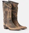 Khaite Clive Leather Boots In Sand