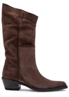 Khaite Clive 35 Draped Suede Mid-calf Boots In Brown