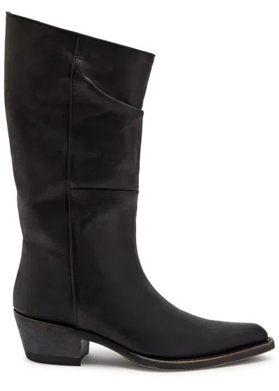 Khaite Clive 35 Leather Mid-calf Boots In Black