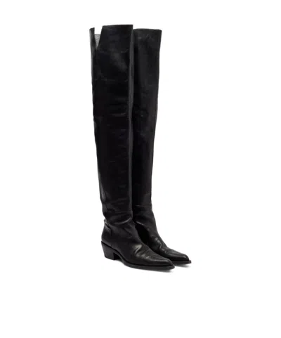 Khaite Clive 35 Leather Over-the-knee Boots In Black