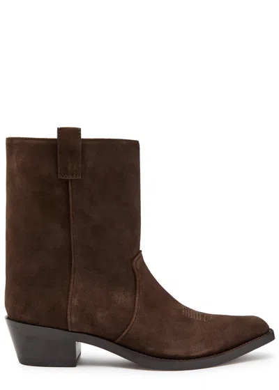 Khaite Clive 35 Suede Ankle Boots In Brown
