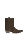 Khaite Brown Calf Leather Bos Taurus Ankle Boots In Brown