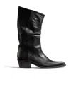 Khaite 45mm Leather Pointed-toe Boots In Black
