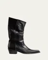Khaite Clive Calfskin Moto Boots In Black