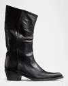 Khaite 45mm Leather Pointed-toe Boots In Black
