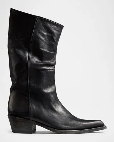 Khaite Clive Calfskin Moto Boots In Black