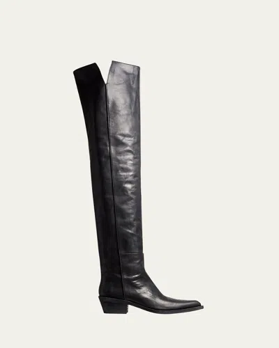 Khaite Clive Calfskin Over-the-knee Boots In Black