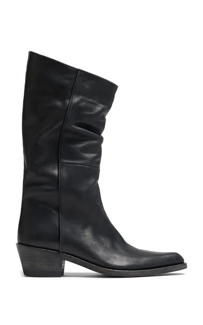 Khaite Clive Leather Boots In Black
