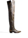 Khaite Clive Over The Knee Western Boot In Brown