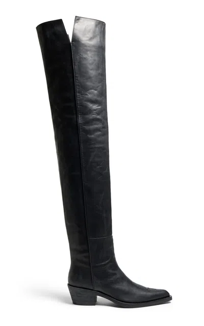 Khaite Clive Over-the-knee Leather Boots In Black