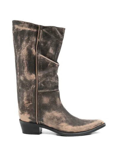 Pre-owned Khaite Clive Pointed-toe Boots In Brown