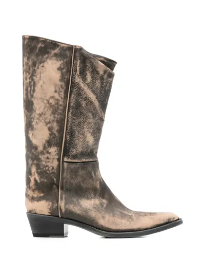 Pre-owned Khaite Clive Pointed-toe Boots In Neutral